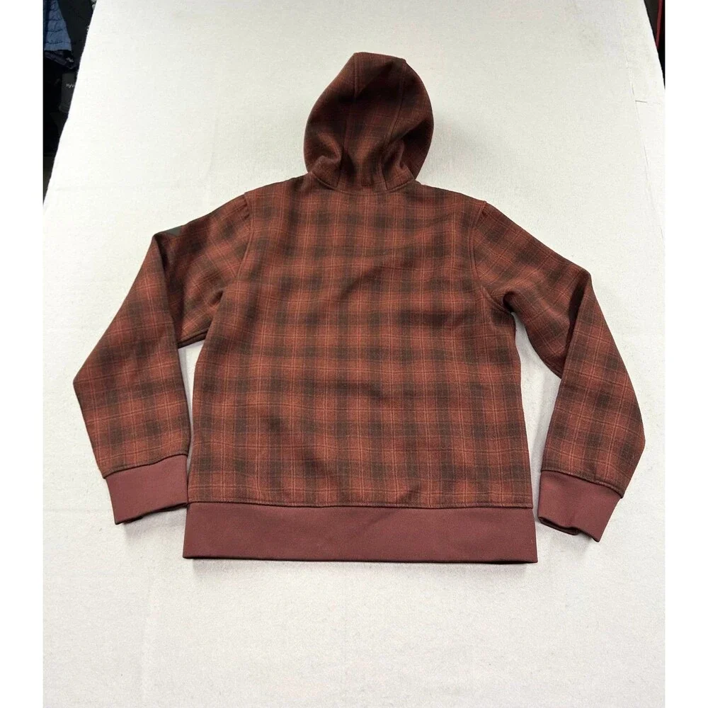The North Face Red Plaid Hoodie Thick Style Full Zip Jacket Size Medium